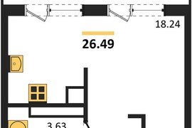 Продажа 1-комнатной студии 26,49 кв м...