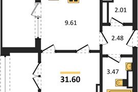 Продажа 1-комнатной квартиры 31,62 кв...