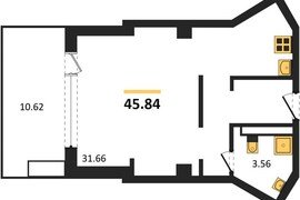 Продажа студии 45,84 кв м, 6/6 этаж, ...