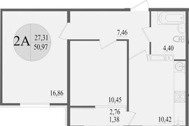2-к. квартира, 50,97 м², 12/12 этаж  ...