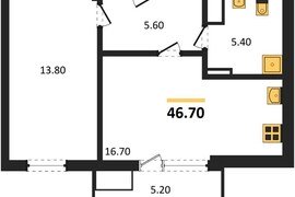 1-к. квартира, 46,7 м², 8/9 этаж     ...