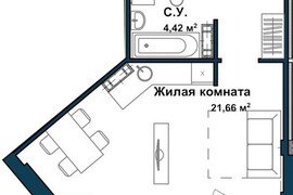 Квартира-студия, 40,9 м², 5/5 этаж   ...