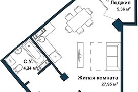 Квартира-студия, 45,4 м², 5/5 этаж   ...