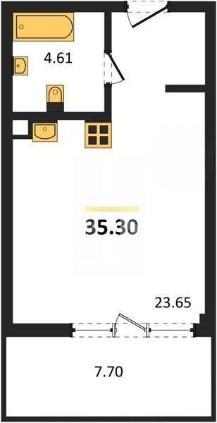 Продажа студии 35.3 кв м, 15 этаж, улица Летчиков. Гагаринский район.