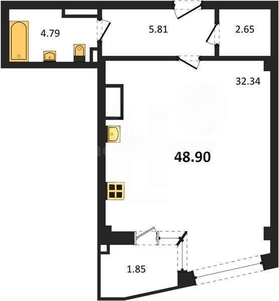 Продажа студии 48,9 кв м, 2/5 этаж, улица Летчиков. Гагаринский район. 