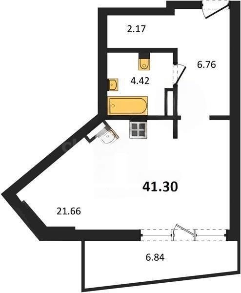 Продажа студии 41,3 кв м, 4/5 этаж, улица Летчиков. Гагаринский район.