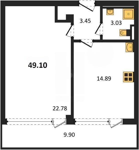 Продажа 1-комнатной квартиры 49,1 кв м, 4/10 этаж, улица Парковая. Гагаринский район. 