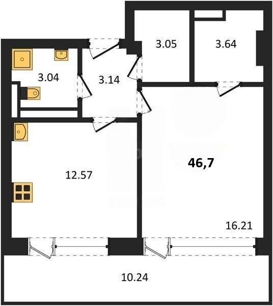 Продажа 1-комнатной квартиры 46,7 кв м, 3/10 этаж, улица Парковая. Гагаринский район. 