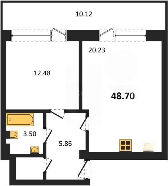 Продажа 1-комнатной квартиры 48,71 кв м, 3/10 этаж, улица Парковая. Гагаринский район. 