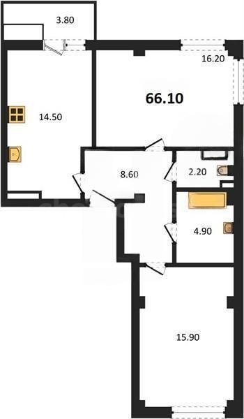 Продажа 2-комнатной квартиры 66,14 кв м, 2/9 этаж, улица Токарева. Ленинский район.
