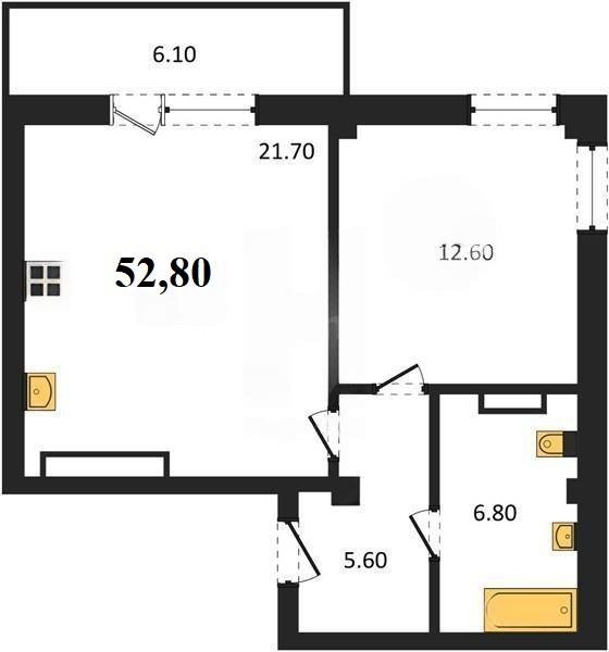 Продажа 1-комнатной квартиры 52,8 кв м, 1/9 этаж, улица Токарева. Ленинский район.
