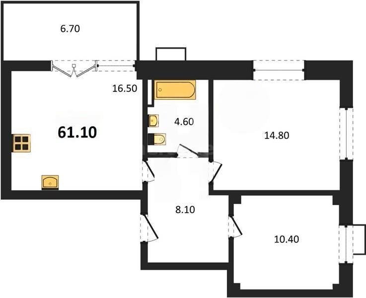 Продажа 2-комнатной квартиры 61,11 кв м, 2/8 этаж, улица Маячная. Гагаринский район.