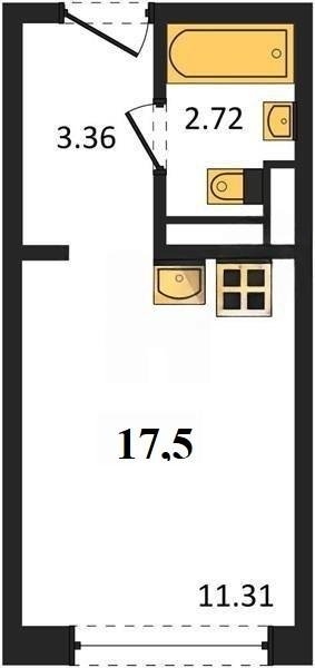 Продажа студии 17,51 кв м, 3/5 этаж, улица Челнокова. Гагаринский район. 