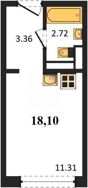 Продажа студии 18,1 кв м, 1/5 этаж, улица Челнокова. Гагаринский район. 