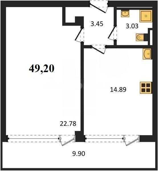 Продажа 1-комнатной квартиры 49,21 кв м, 10/10 этаж, улица Парковая. Гагаринский район. 