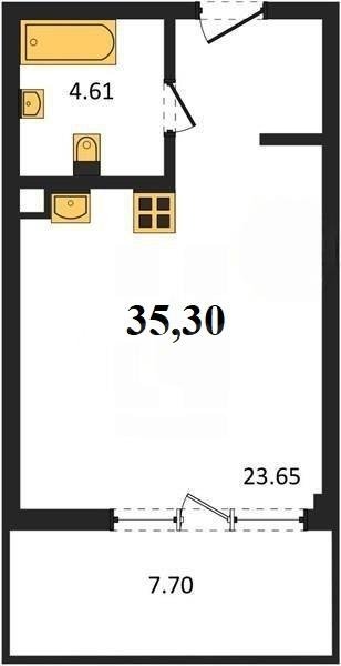 Продажа студии 35,3 кв м, 1/5 этаж, улица Летчиков. Гагаринский район. 
