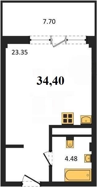 Продажа студии 34,4 кв м, 2/5 этаж, улица Летчиков. Гагаринский район.