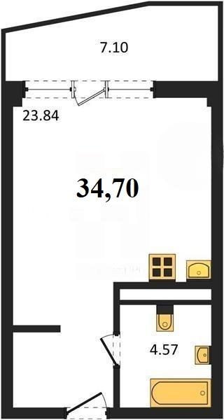 Продажа студии 34,7 кв м, 4/5 этаж, улица Летчиков. Гагаринский район.