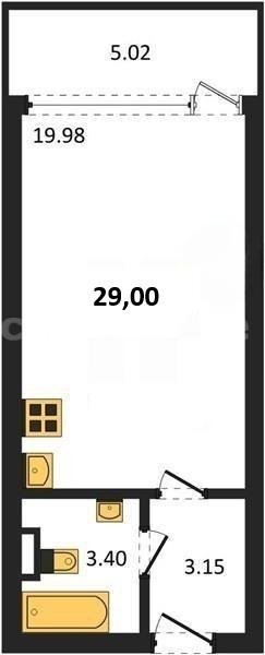 Продажа 1-комнатной студии 29 кв м, 10/10 этаж, улица Парковая. Гагаринский район. 