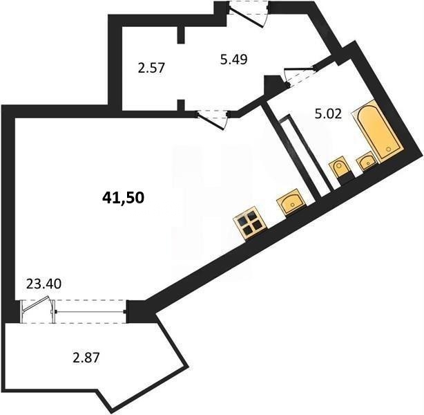 Продажа студии 41,5 кв м, 4/5 этаж, улица Летчиков. Гагаринский район. 