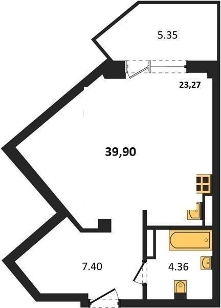 Продажа студии 39,9 кв м, 4/5 этаж, улица Летчиков. Гагаринский район.