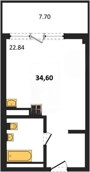Продажа студии 34,6 кв м, 1/5 этаж, улица Летчиков. Гагаринский район. Гарден 
