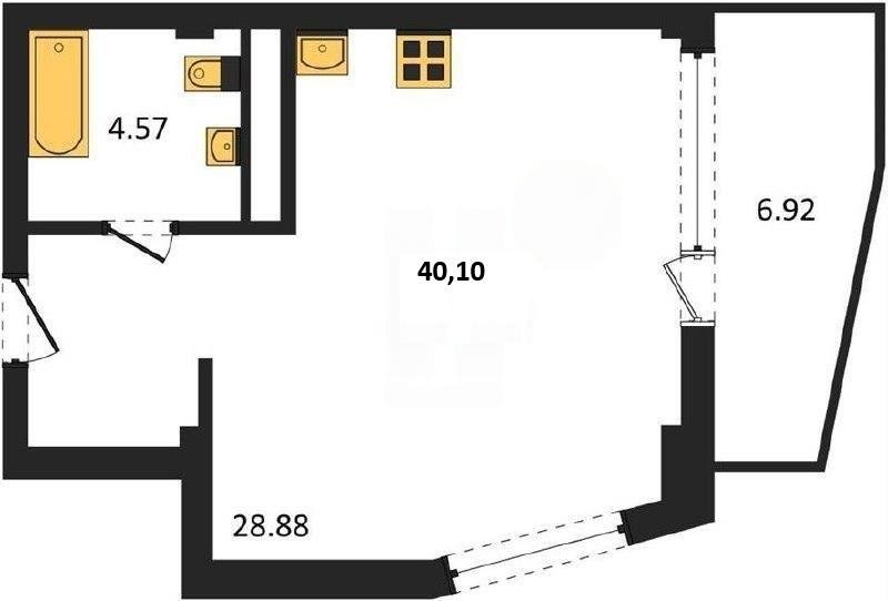 Продажа студии 40,1 кв м, 2/5 этаж, улица Летчиков. Гагаринский район. 