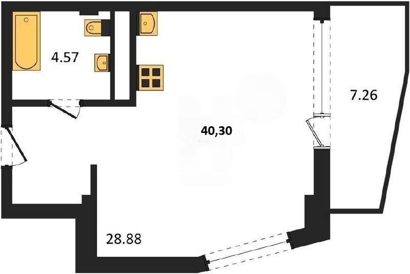 Продажа студии 40,3 кв м, 3/5 этаж, улица Летчиков. Гагаринский район. 