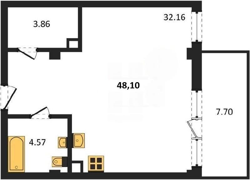 Продажа студии 48,1 кв м, 1/5 этаж, улица Летчиков. Гагаринский район. 