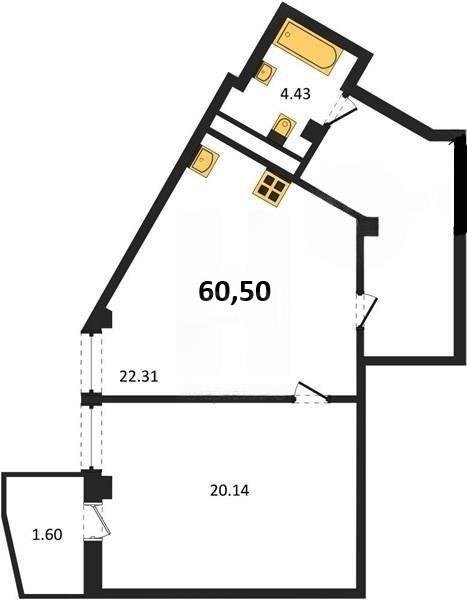 Продажа студии 60,5 кв м, 2/5 этаж, улица Летчиков. Гагаринский район. 