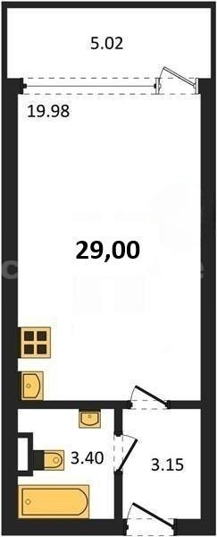 Продажа 1-комнатной квартиры 29,04 кв м, 4/10 этаж, улица Парковая. Гагаринский район. 