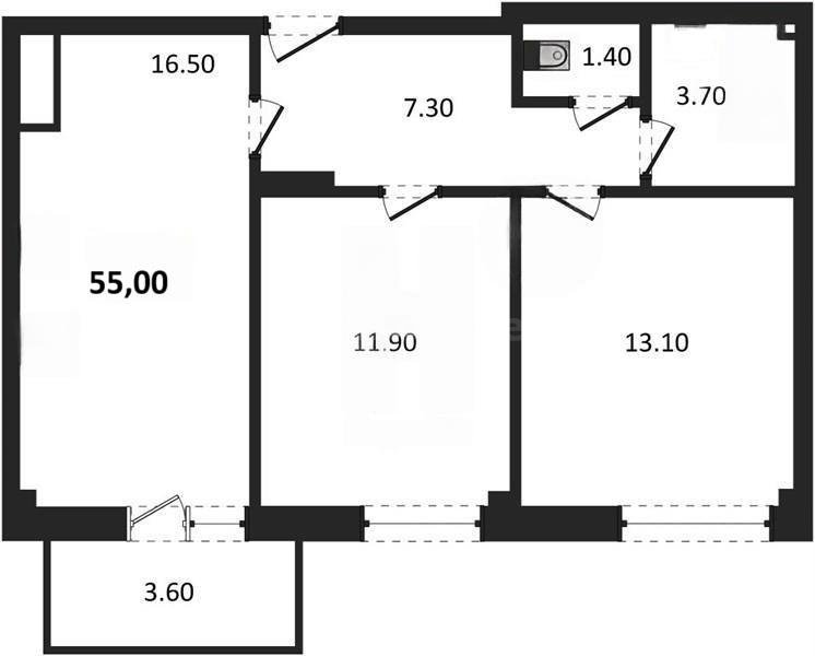 Продажа 2-комнатной квартиры 55,02 кв м, 8/9 этаж, улица Степаняна. Гагаринский район.