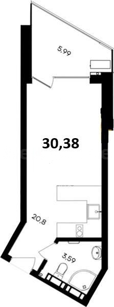 Продажа студии 30,385 кв м, 3/4 этаж, шоссе Качинское. село Орловка. Нахимовский район.