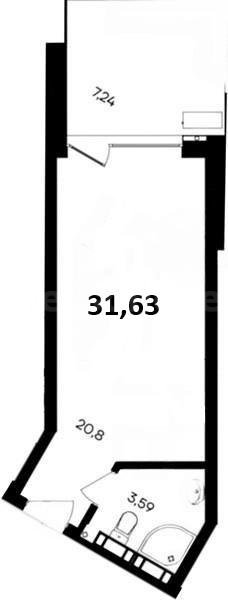 Продажа студии 31,637 кв м, 1/4 этаж, шоссе Качинское. село Орловка. Нахимовский район.