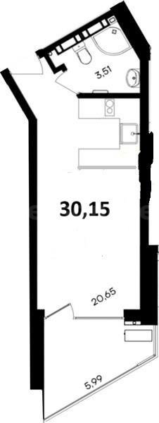 Продажа студии 30,151 кв м, 2/4 этаж, шоссе Качинское. село Орловка. Нахимовский район.