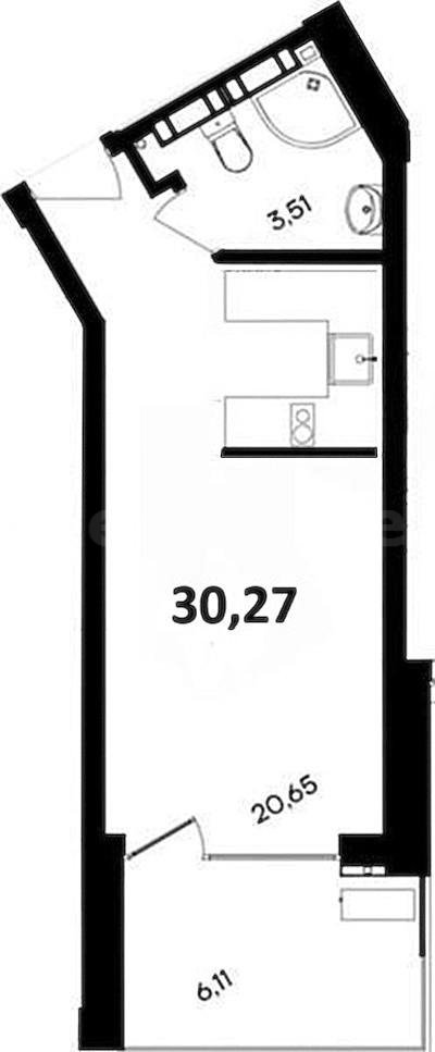 Продажа студии 30,2703 кв м, 2/6 этаж, шоссе Качинское. село Орловка. Нахимовский район.