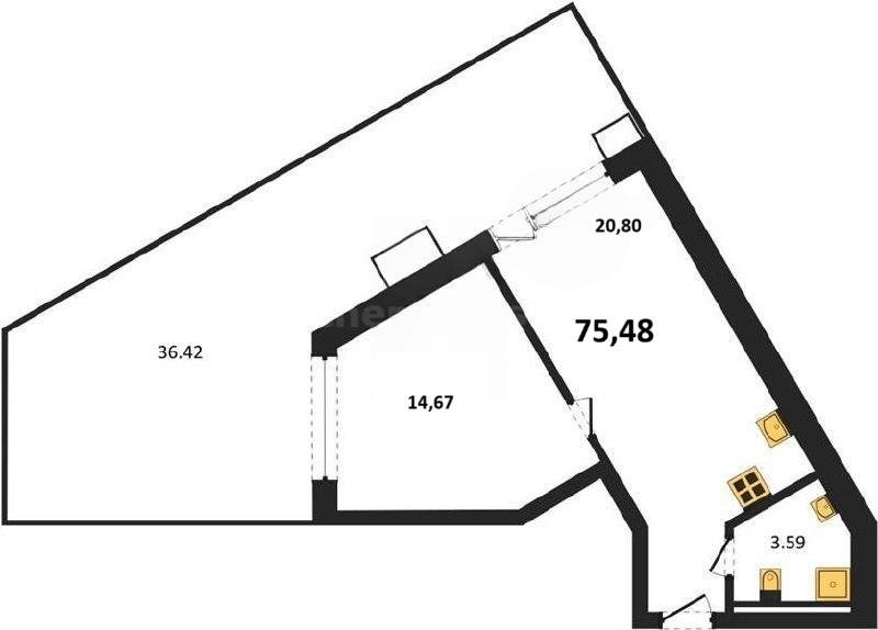 Продажа 1-комнатной квартиры 75,4802 кв м, 1/4 этаж, шоссе Качинское. село Орловка. Нахимовский район.