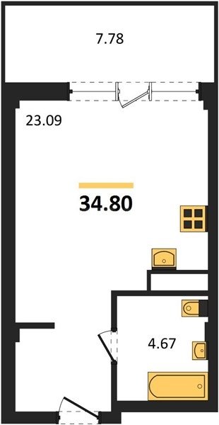 Продажа студии 34,8 кв м, 1/5 этаж, улица Летчиков. Гагаринский район.