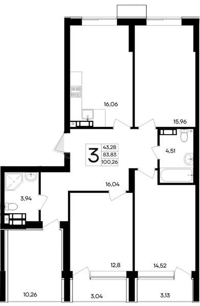 Продажа 3-комнатной квартиры 100,26 кв м, 9/9 этаж, улица Котляревского. Балаклавский район.