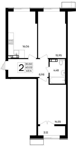 Продажа 2-комнатной квартиры 63,144 кв м, 8/9 этаж, улица Мате Залки. Балаклавский район.