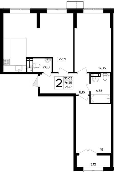 Продажа 2-комнатной квартиры 79,475 кв м, 7/9 этаж, улица Мате Залки. Балаклавский район.