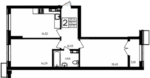 Продажа 2-комнатной квартиры 61,9217 кв м, 5/9 этаж, улица Мате Залки. Балаклавский район.