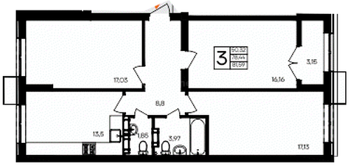 Продажа 3-комнатной квартиры 81,592 кв м, 5/9 этаж, улица Мате Залки. Балаклавский район.