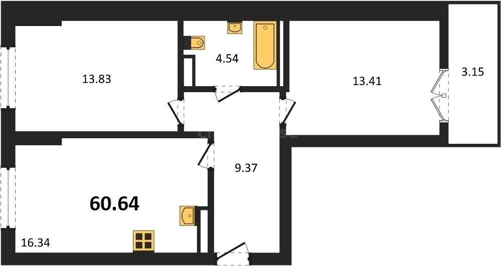 Продажа 2-комнатной квартиры 60,642 кв м, 7/9 этаж, улица Мате Залки. Балаклавский район.