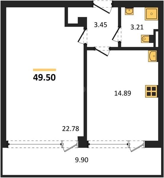 Продажа 1-комнатной квартиры 49,5 кв м, 2/10 этаж, улица Парковая. Гагаринский район. 
