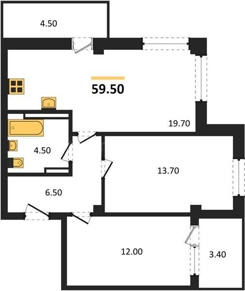 Продажа 2-комнатной квартиры 59,5 кв м, 8/9 этаж, улица Степаняна. Гагаринский район.