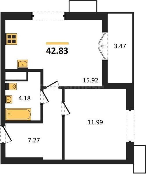 Продажа 1-комнатной квартиры 42,83 кв м, 3/9 этаж, улица Мате Залки. Балаклавский район.