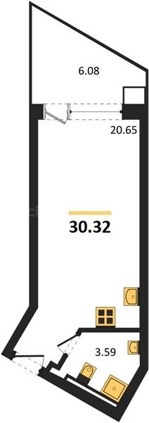 Продажа студии 30,32 кв м, 3/4 этаж, шоссе Качинское. село Орловка. Нахимовский район.