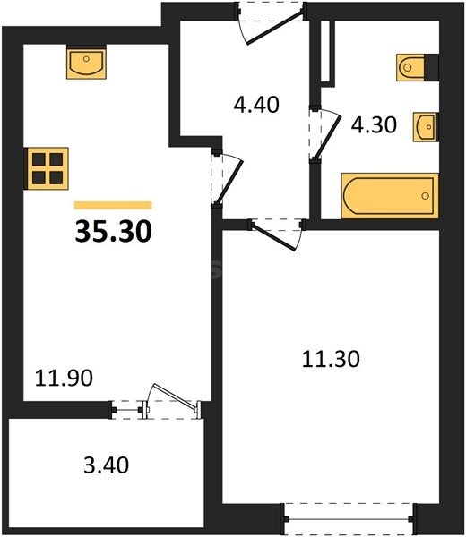 Продажа 1-комнатной квартиры 35,3 кв м, 5/8 этаж, улица Маячная. Гагаринский район.