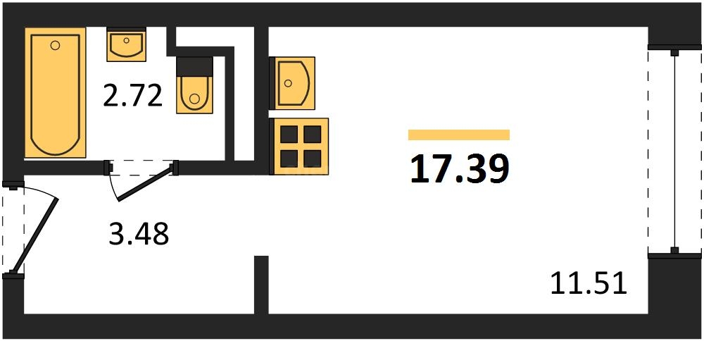 Продажа 1-комнатной студии 17,391 кв м, 3/5 этаж, улица Челнокова. Гагаринский район. 